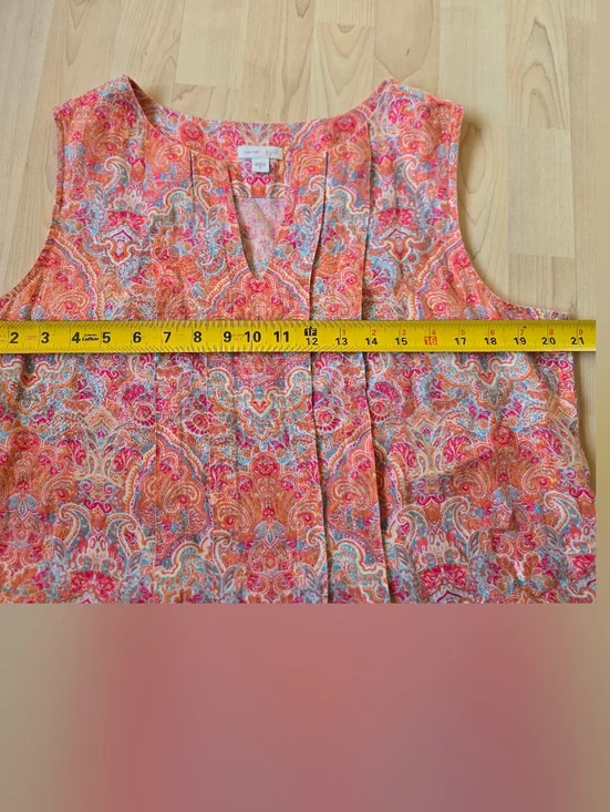 J.Jill Love Linen 100% Linen Paisley Print Dress With Pockets Size Mediun - Picture 10 of 13